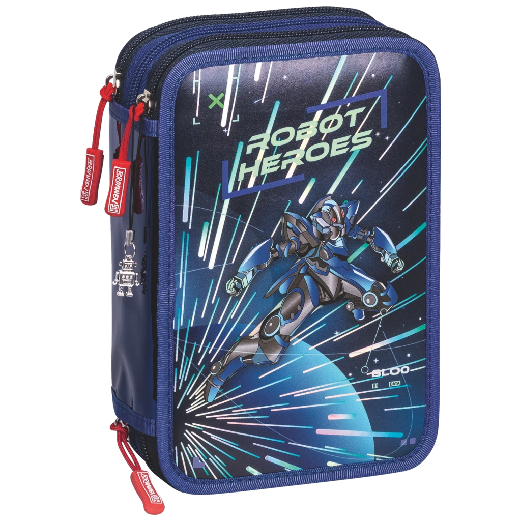 Federmäppchen Robot Heroes | 3 Reißverschlüsse, dunkelblau