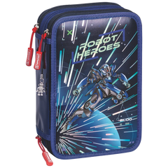 Federmäppchen Robot Heroes | 3 Reißverschlüsse, dunkelblau