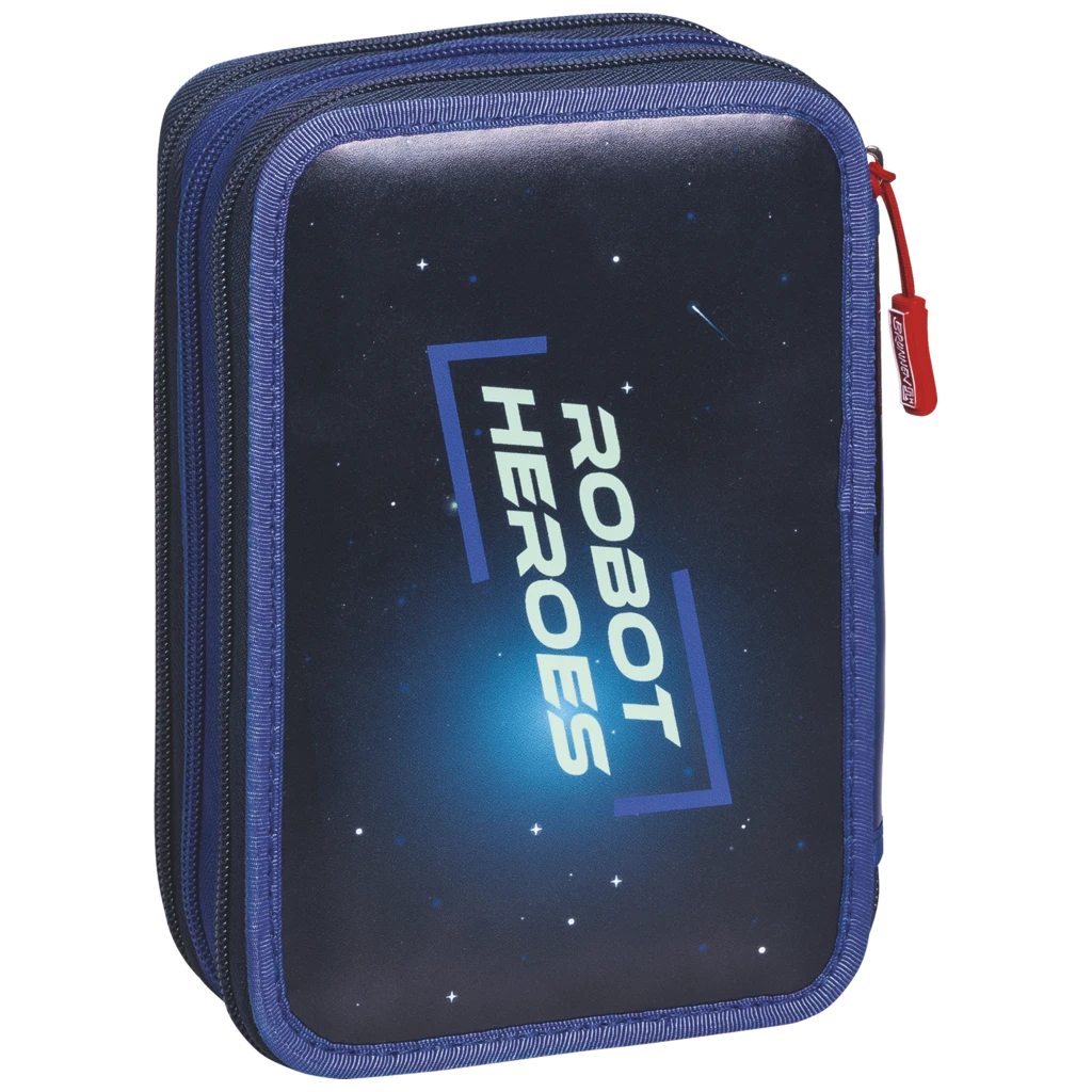 Federmäppchen Robot Heroes | 3 Reißverschlüsse, dunkelblau