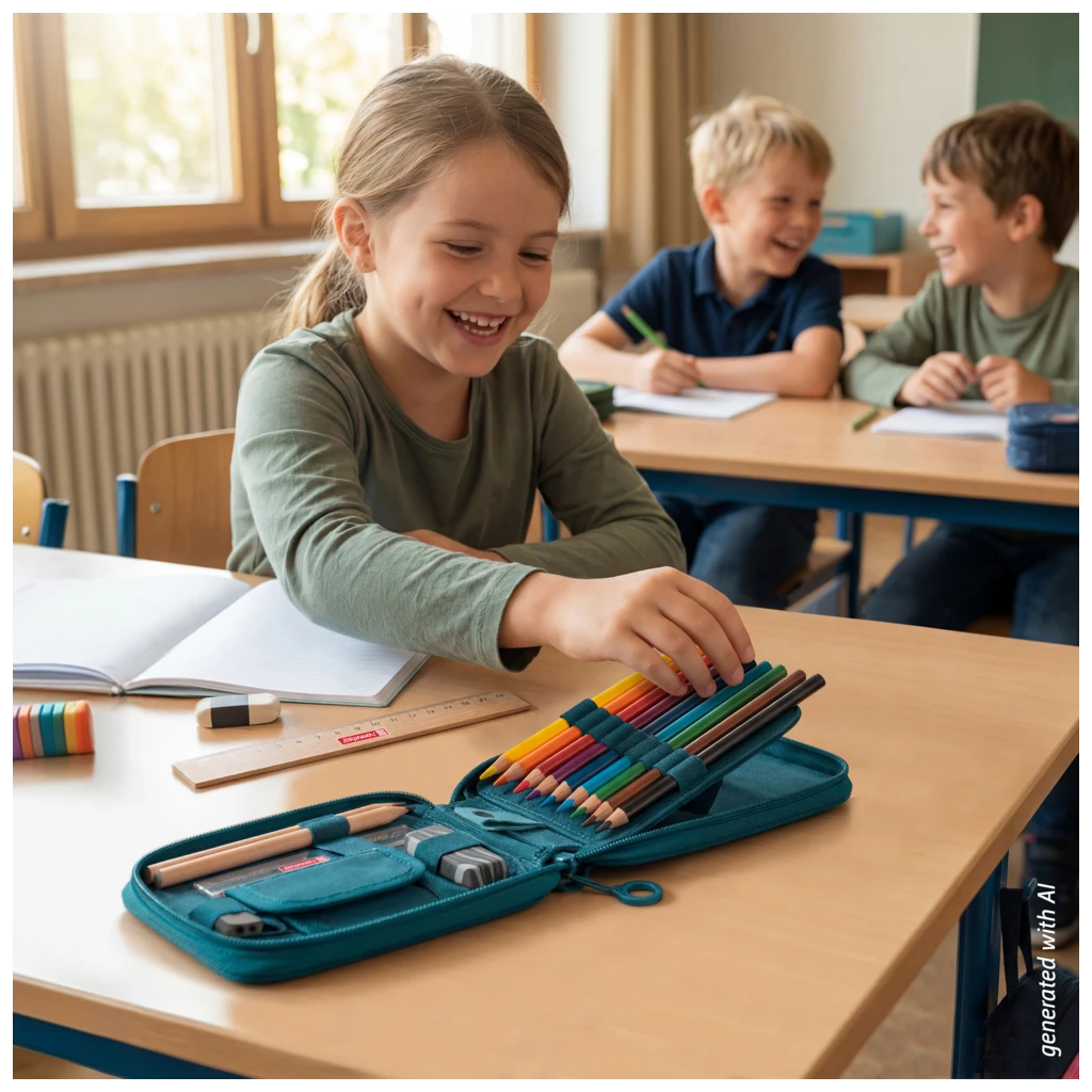 Federmäppchen s'maepp Fruity Love | 3 Reißverschlüsse, rosa/rot