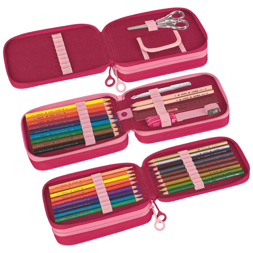 Federmäppchen s'maepp Fruity Love | 3 Reißverschlüsse, rosa/rot