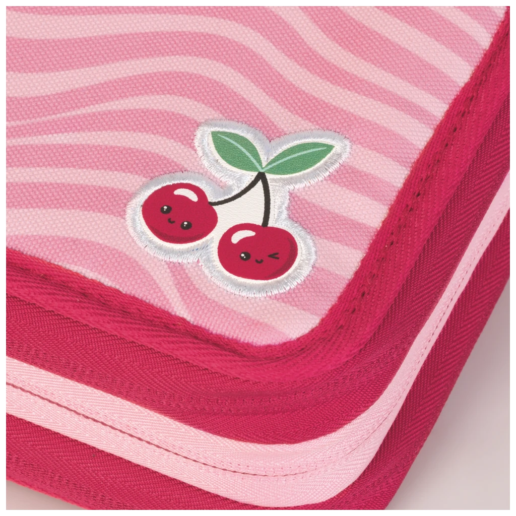 Federmäppchen s'maepp Fruity Love | 3 Reißverschlüsse, rosa/rot