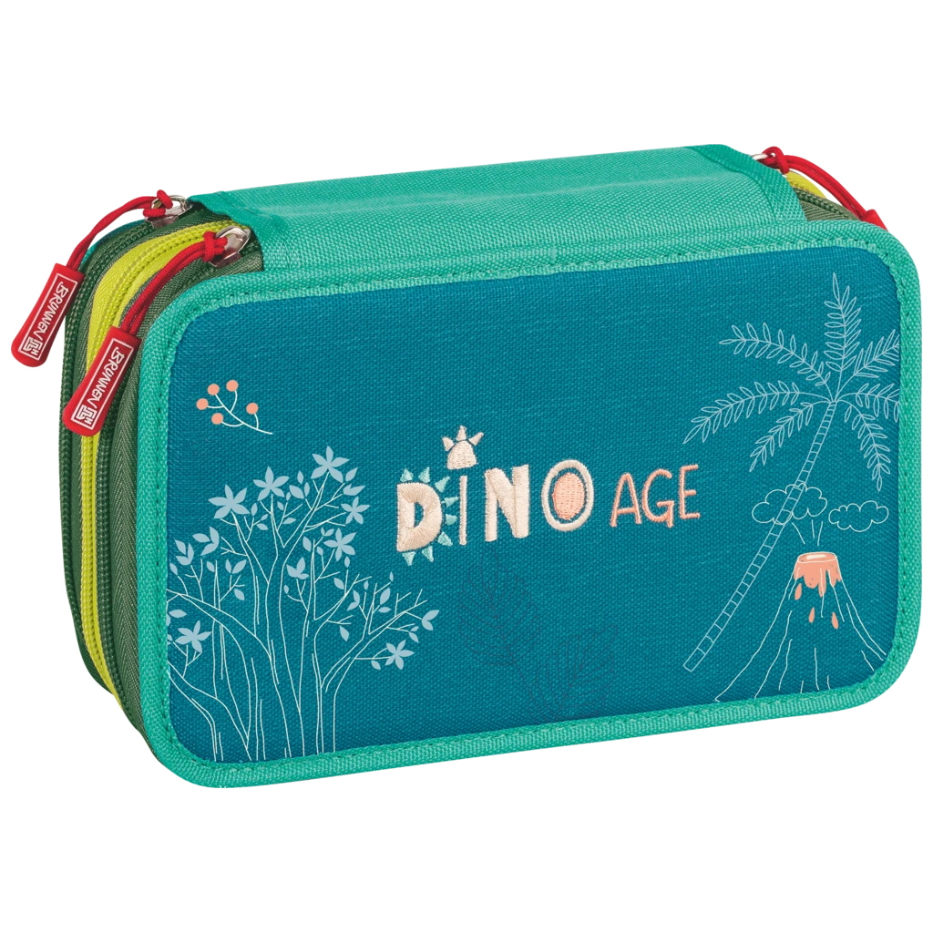 Federmäppchen Dinosaurier | 3 Reißverschlüsse, blau