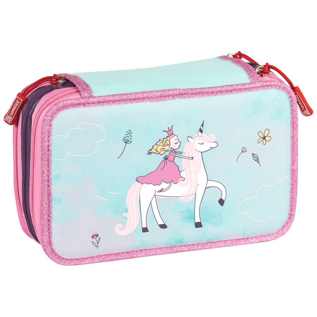 Federmäppchen Unicorn Princess | 3 Reißverschlüsse, türkis