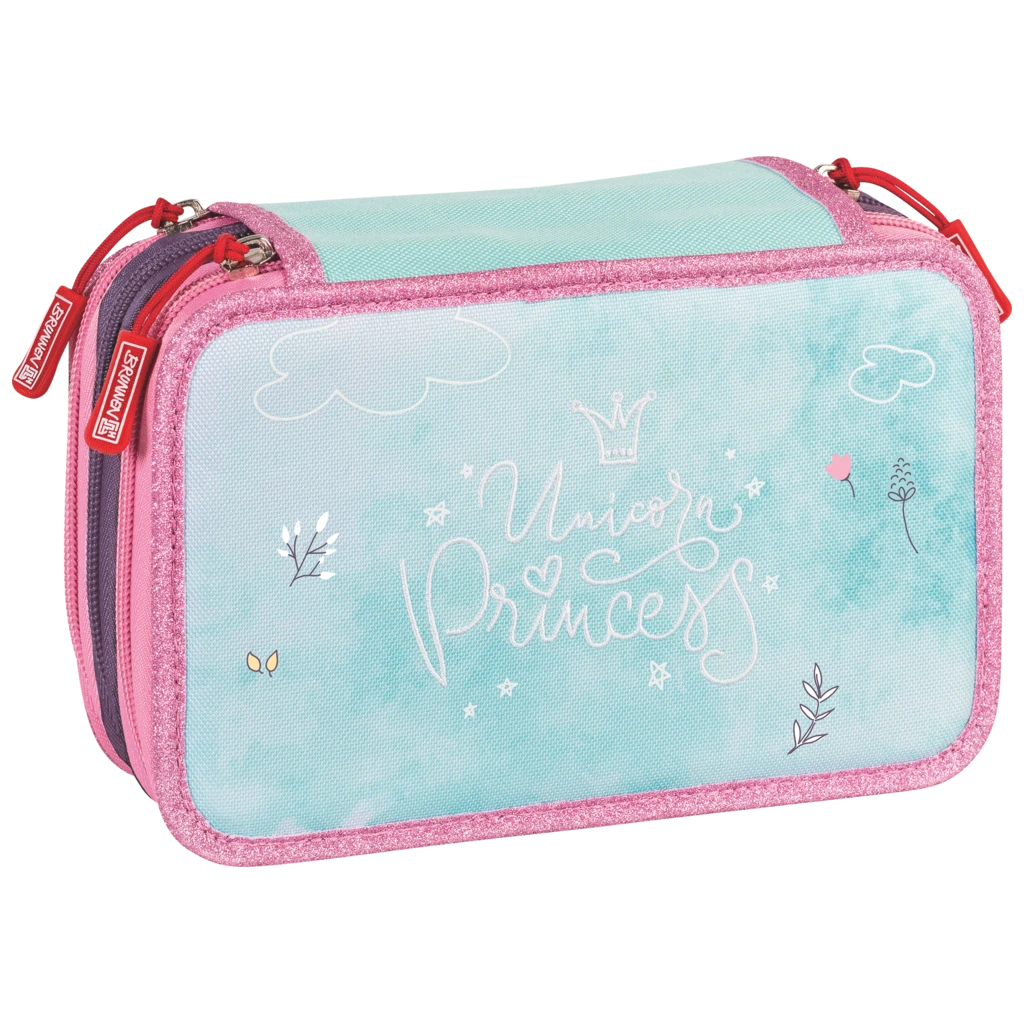 Federmäppchen Unicorn Princess | 3 Reißverschlüsse, türkis