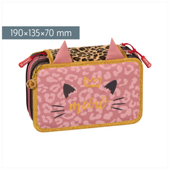 Federmäppchen Sweet Wild Cat | 3 Reißverschlüsse, rosa