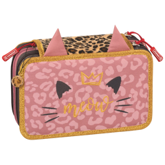 Federmäppchen Sweet Wild Cat | 3 Reißverschlüsse, rosa