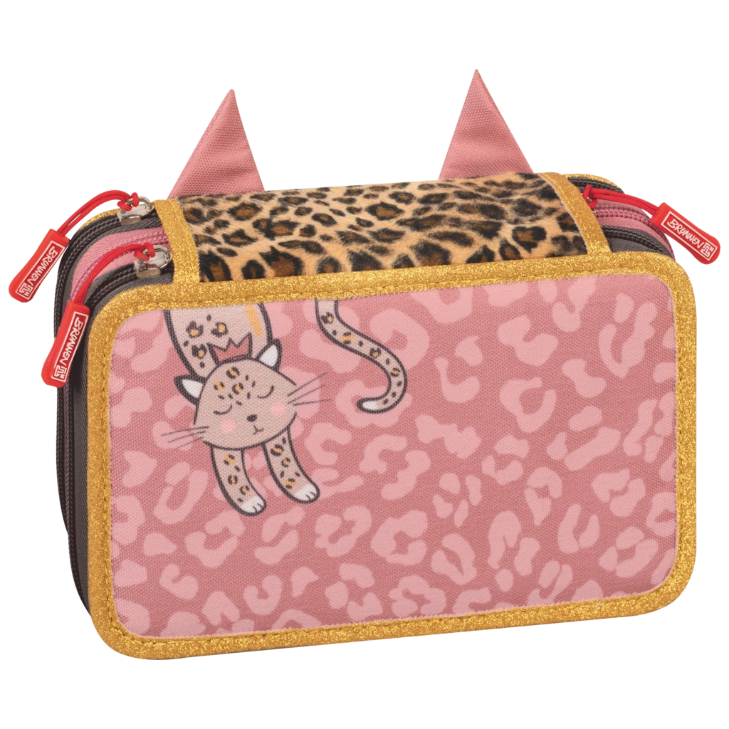 Federmäppchen Sweet Wild Cat | 3 Reißverschlüsse, rosa