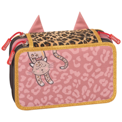 Federmäppchen Sweet Wild Cat | 3 Reißverschlüsse, rosa