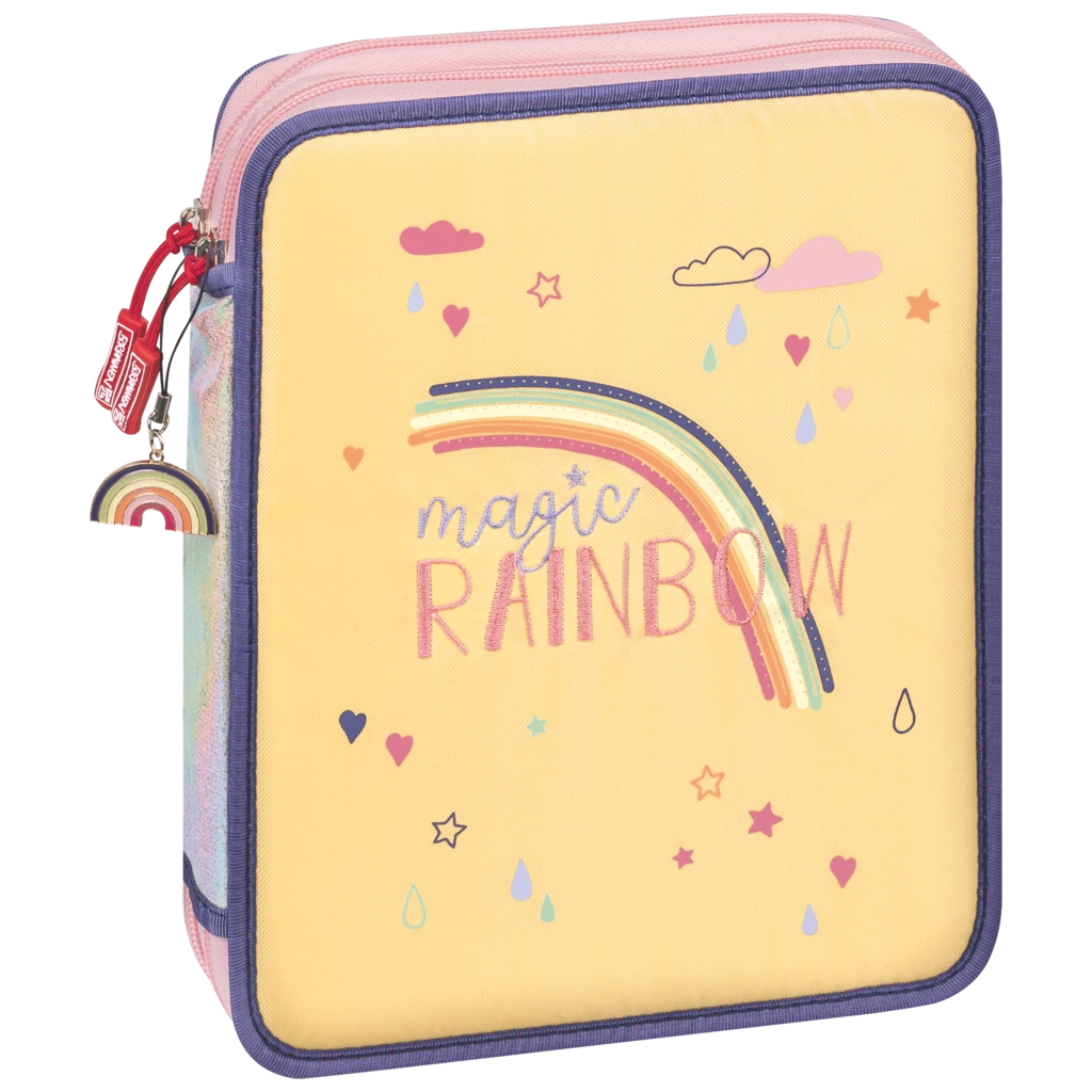 Federmäppchen XXL Magic Rainbow | 2 Reißverschlüsse, gelb