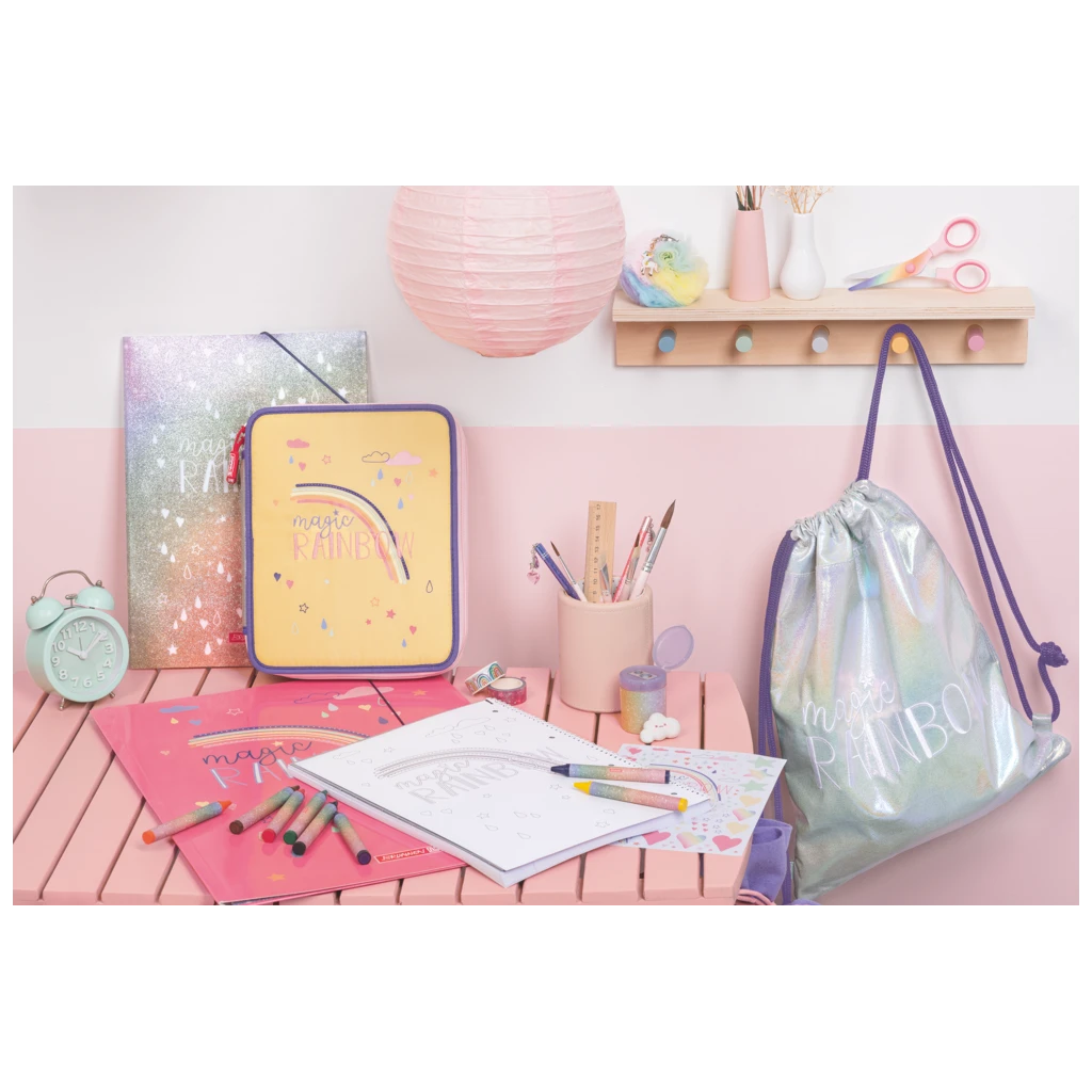 Federmäppchen XXL Magic Rainbow | 2 Reißverschlüsse, gelb