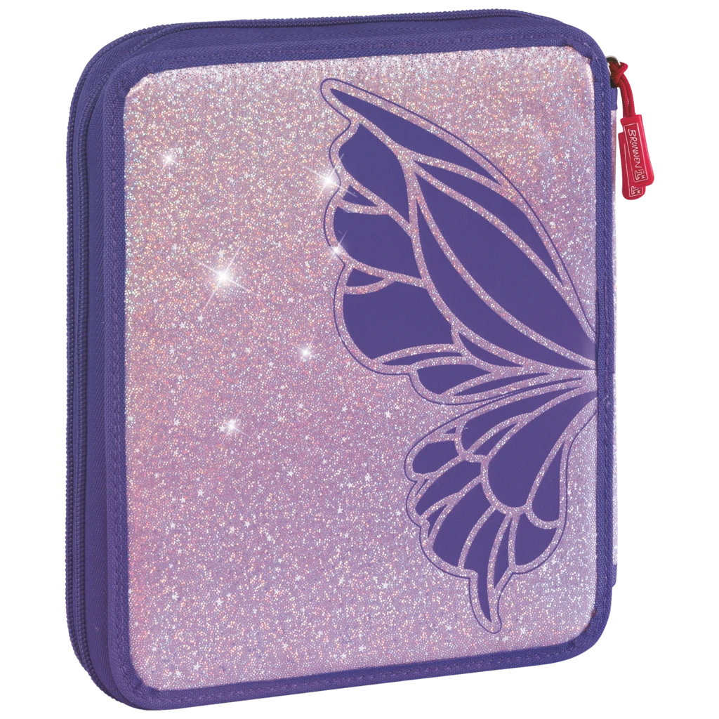 Federmäppchen XXL Magic Butterfly | 2 Reißverschlüsse, rosarot/lila