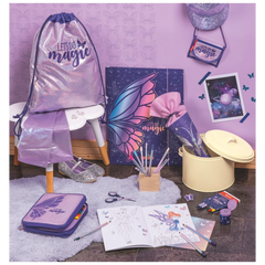 Federmäppchen XXL Magic Butterfly | 2 Reißverschlüsse, rosarot/lila