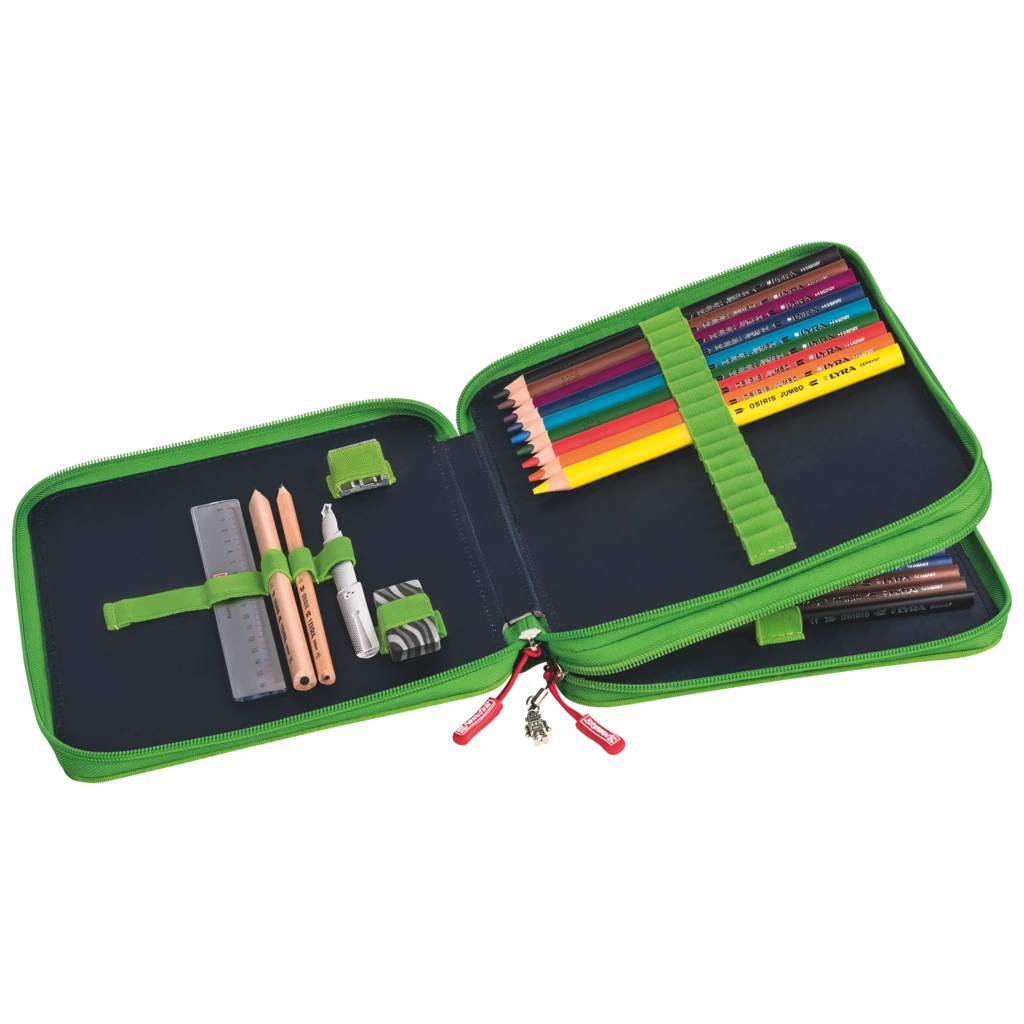 Federmäppchen XXL Robot Heroes | 2 Reißverschlüsse, dunkelblau/grün