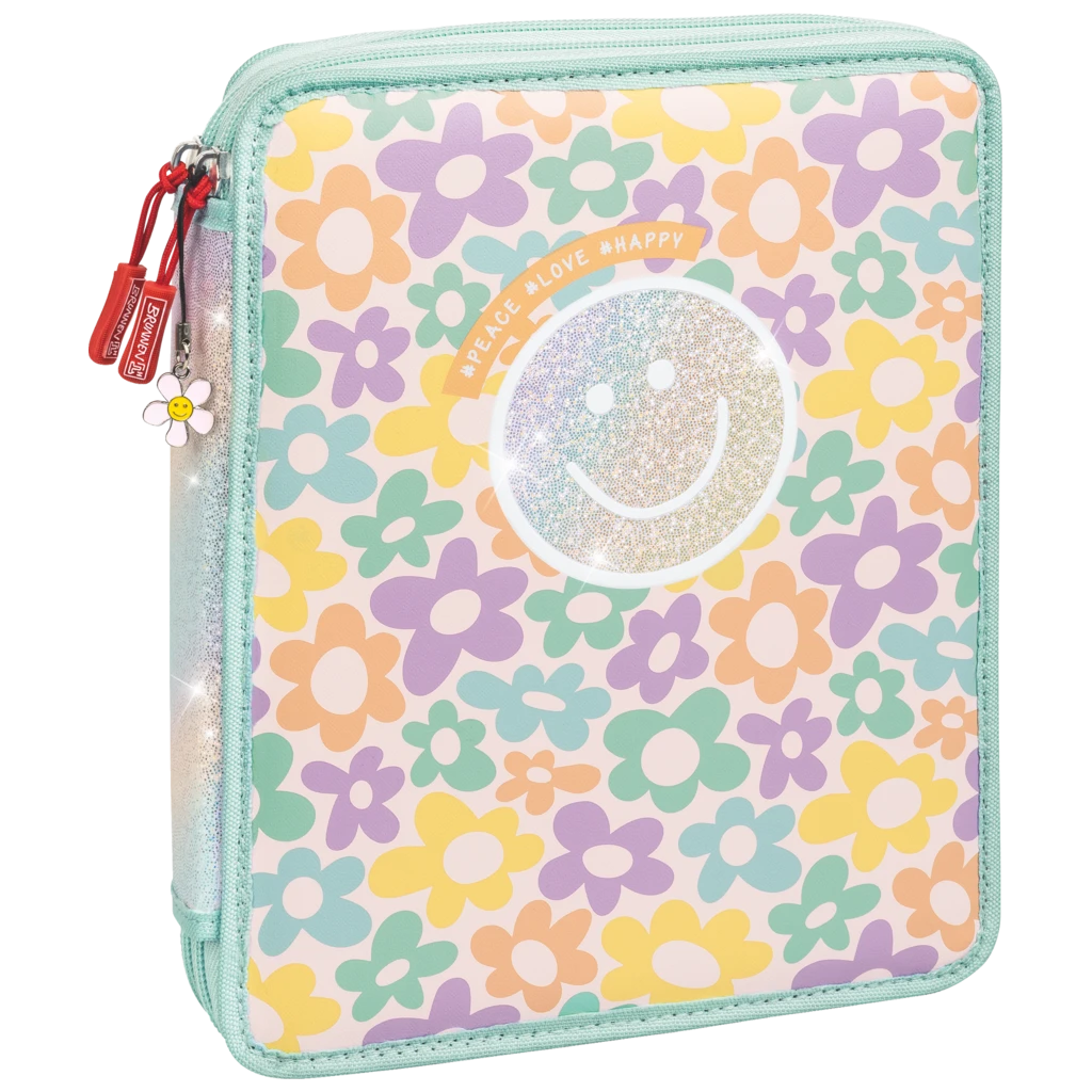Federmäppchen XXL Happy Hippie | 2 Reißverschlüsse, mehrfarbig, pastell