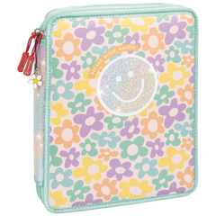 Federmäppchen XXL Happy Hippie | 2 Reißverschlüsse, mehrfarbig, pastell