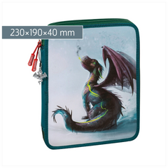 Federmäppchen XXL Drago | 2 Reißverschlüsse, blau
