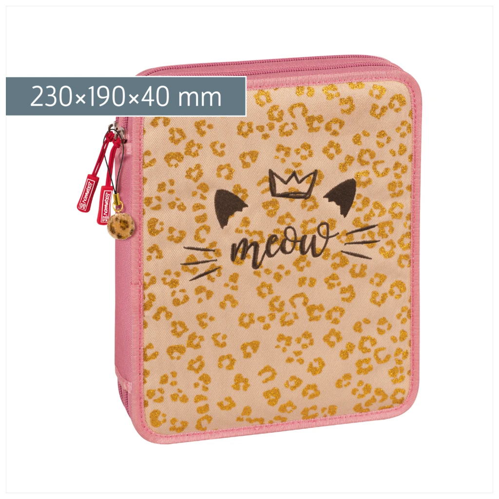 Federmäppchen XXL Sweet Wild Cat | 2 Reißverschlüsse, rosa