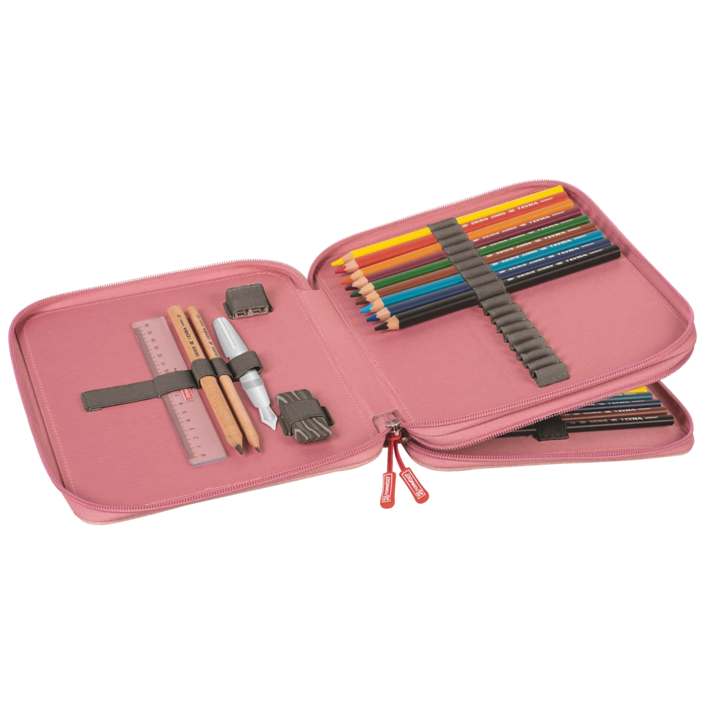 Federmäppchen XXL Sweet Wild Cat | 2 Reißverschlüsse, rosa