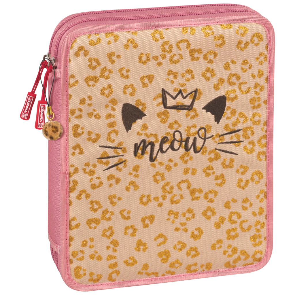 Federmäppchen XXL Sweet Wild Cat | 2 Reißverschlüsse, rosa
