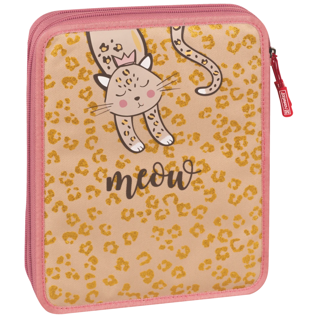 Federmäppchen XXL Sweet Wild Cat | 2 Reißverschlüsse, rosa