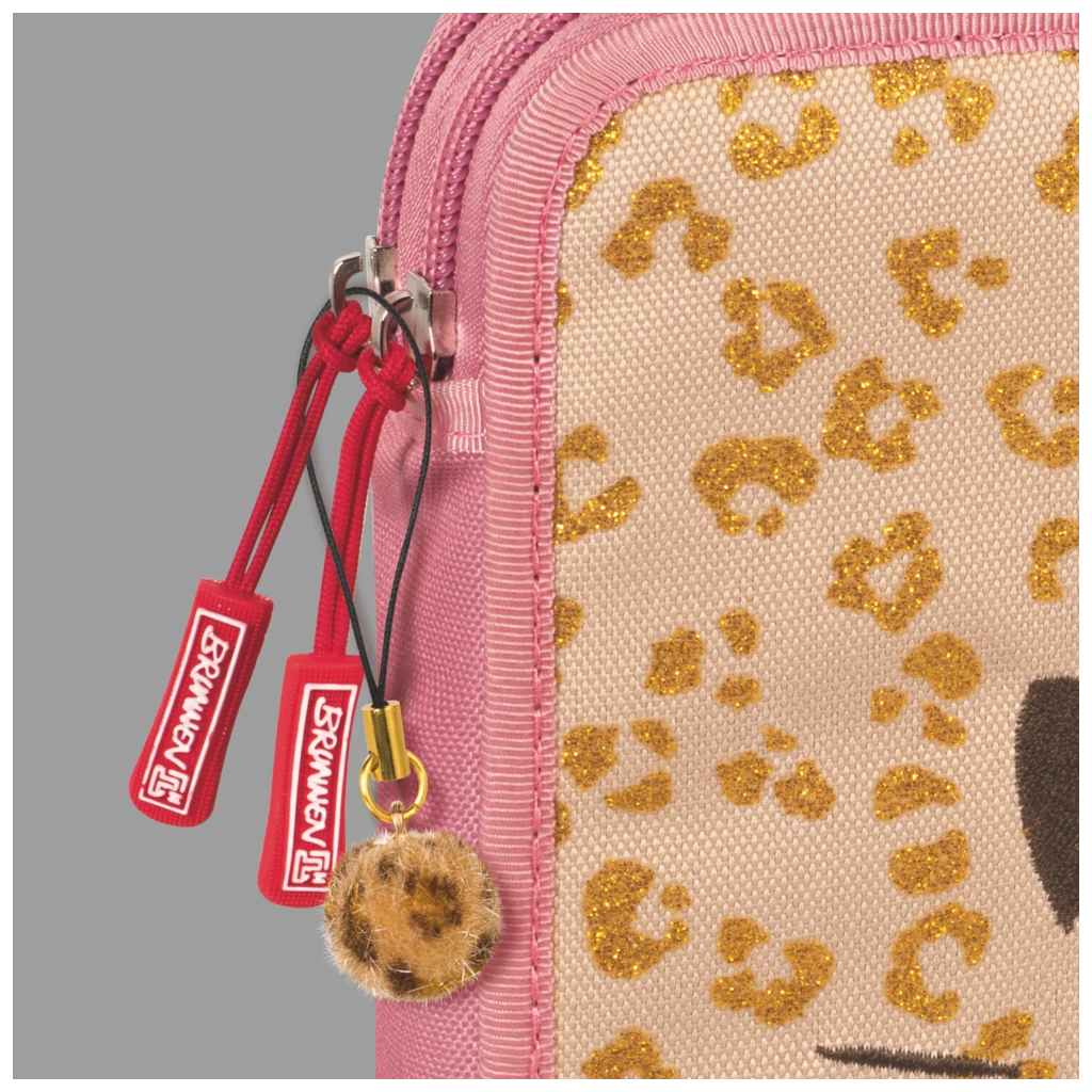 Federmäppchen XXL Sweet Wild Cat | 2 Reißverschlüsse, rosa