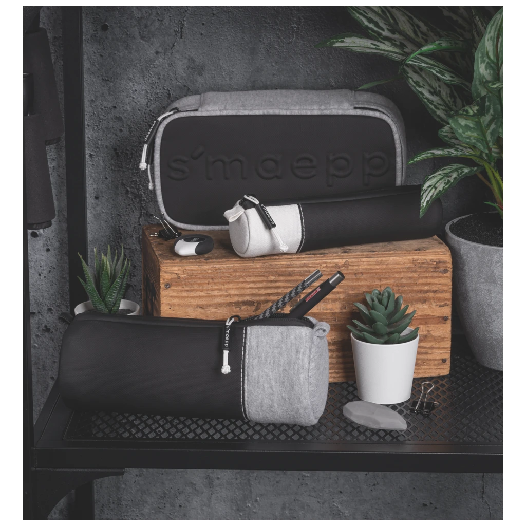 Schlampermäppchen s'maepp M „Grey“ | hellgrau/schwarz