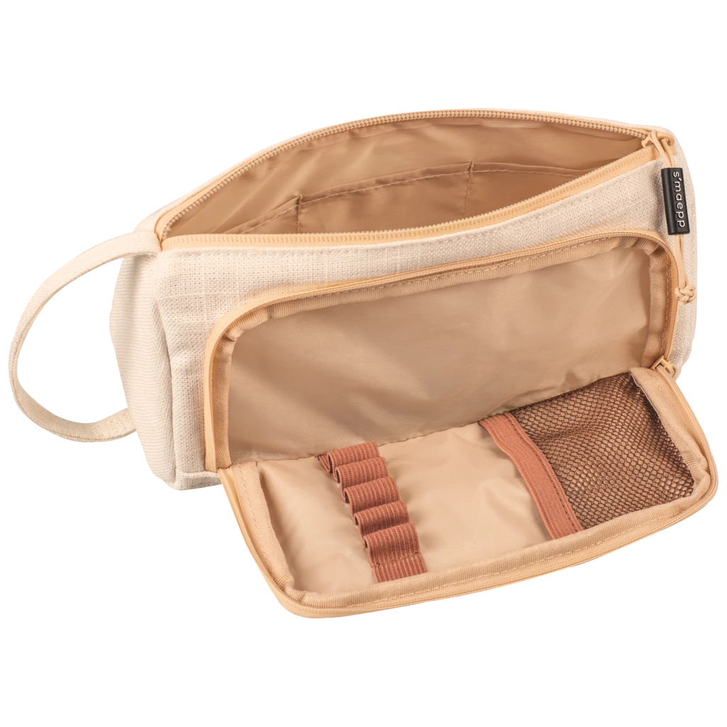 Schlampermäppchen s'maepp L „Linen“ | creme/braun