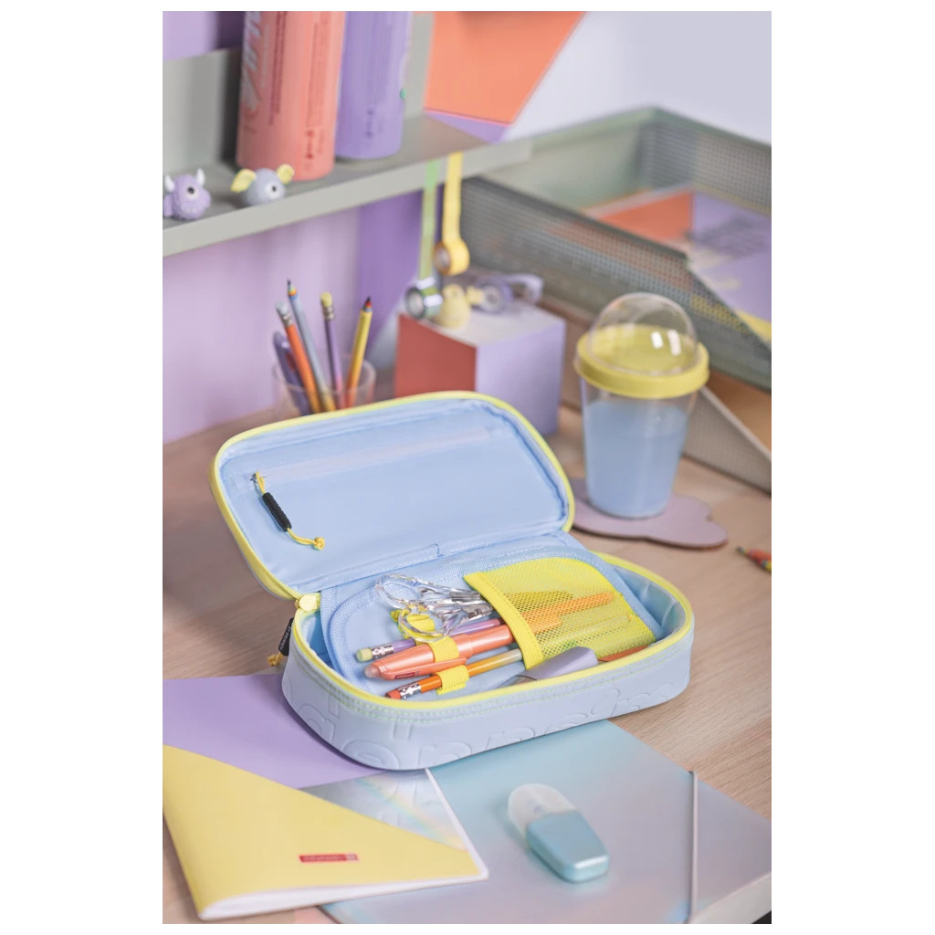 Schlampermäppchen s'maepp XL „Neo“ | 1 Klappe(n), gelb/hellblau