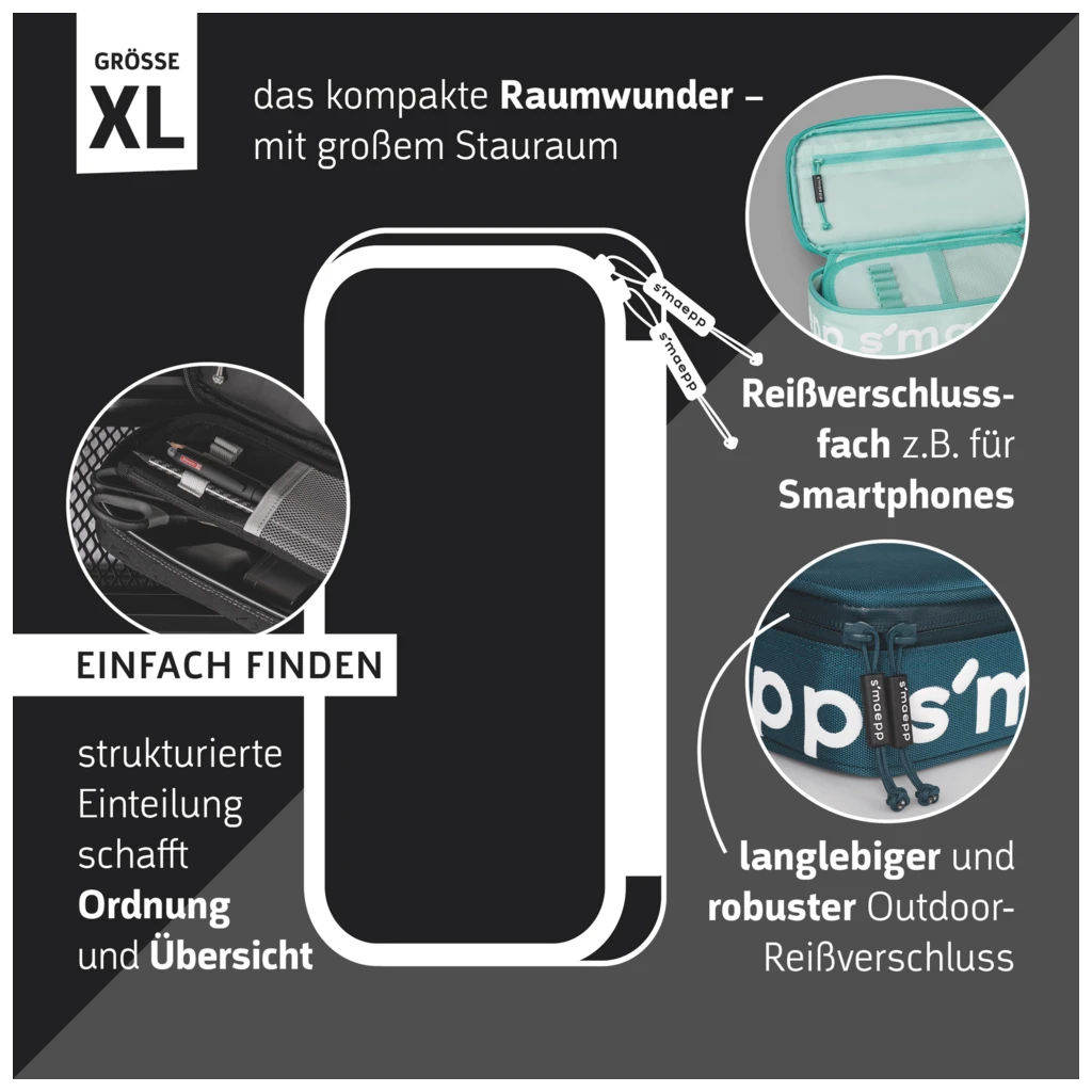 Schlampermäppchen s'maepp XL „Mesh“ | 1 Klappe(n), dunkelgrau