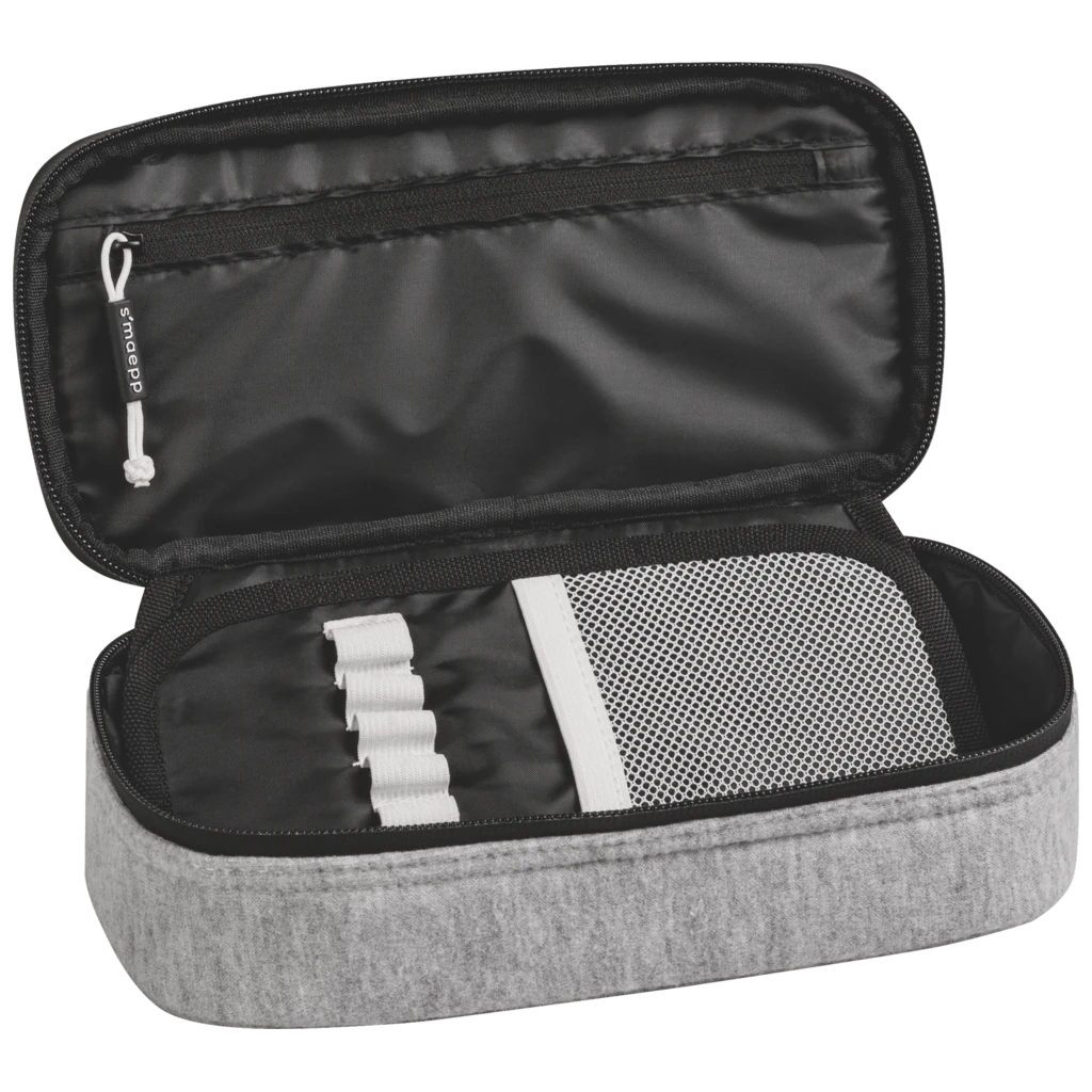 Schlampermäppchen s'maepp XL „Grey“ | 1 Klappe(n), hellgrau/schwarz