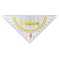 Geometrie-Dreieck | 22 cm, mit Griff, glasklar