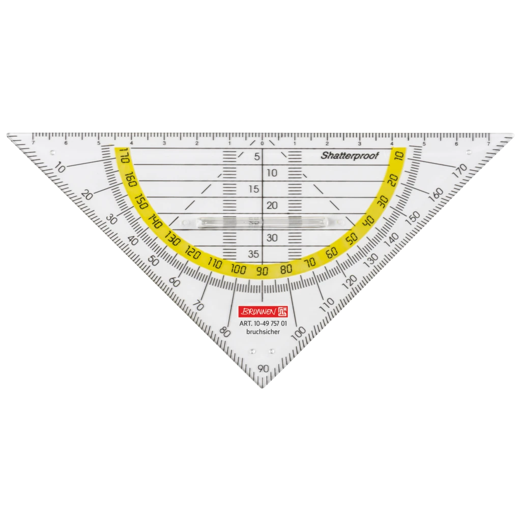 Geometrie-Dreieck bruchsicher | 16 cm, mit Griff, glasklar
