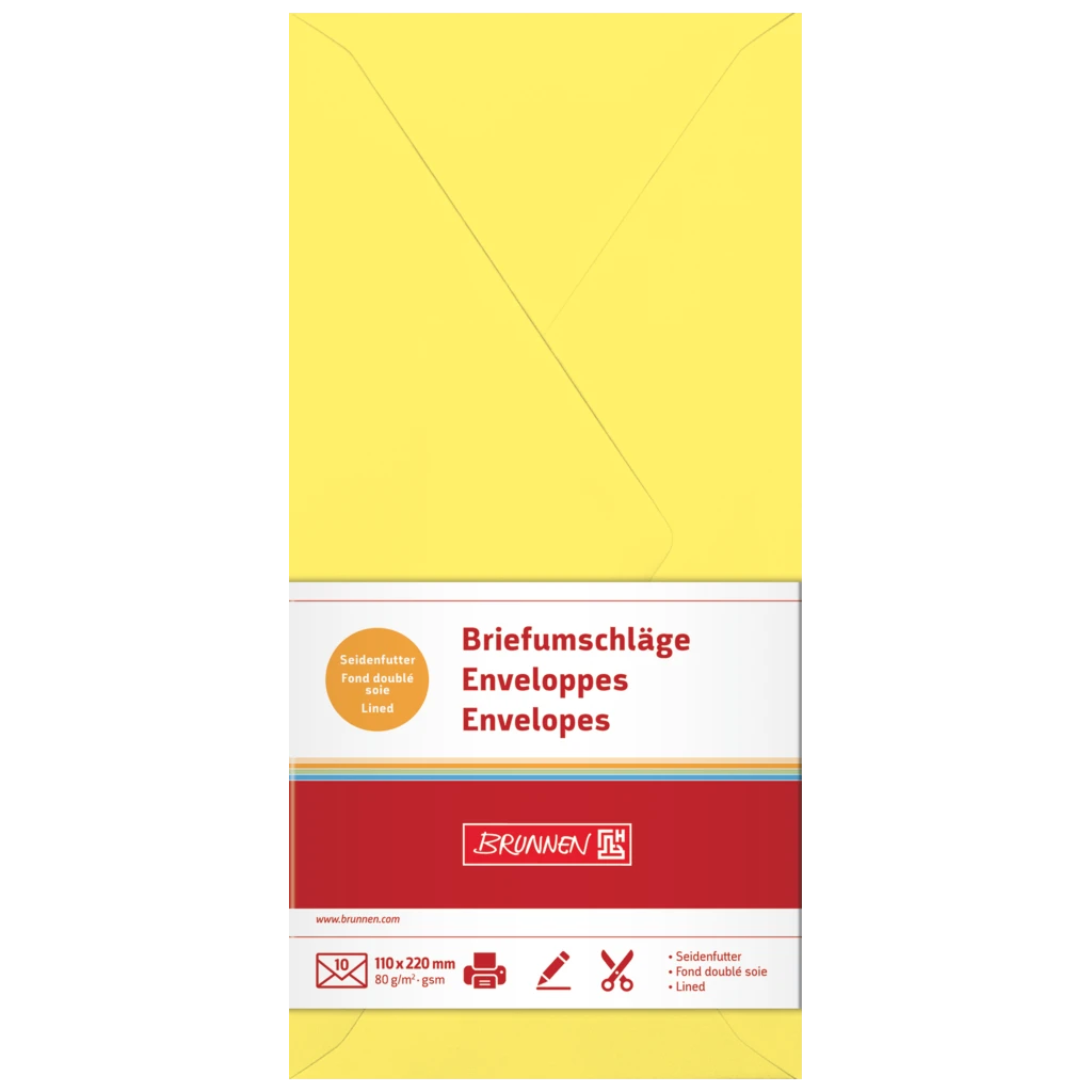 Briefumschläge Universalpapier | DIN lang, 80 g/m², gelb, 10 Stück