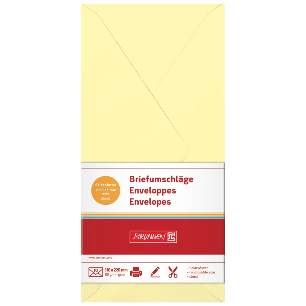 Briefumschläge Universalpapier | DIN lang, 80 g/m², hellgelb, 10 Stück