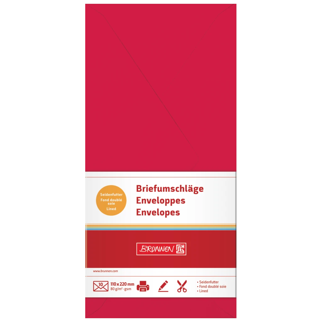 Briefumschläge Universalpapier | DIN lang, 80 g/m², mittelrot, 10 Stück