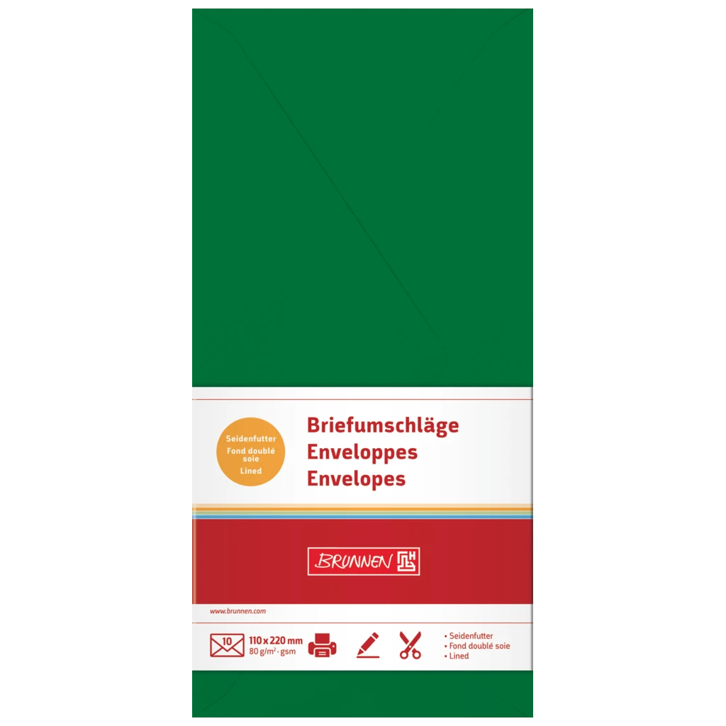Briefumschläge Universalpapier | DIN lang, 80 g/m², dunkelgrün, 10 Stück