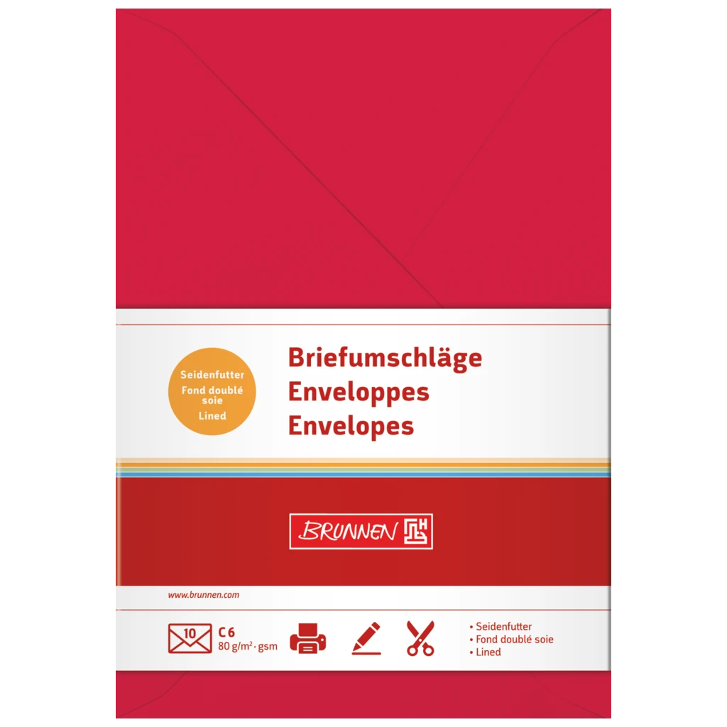 Briefumschläge Universalpapier | C6, 80 g/m², mittelrot, 10 Stück