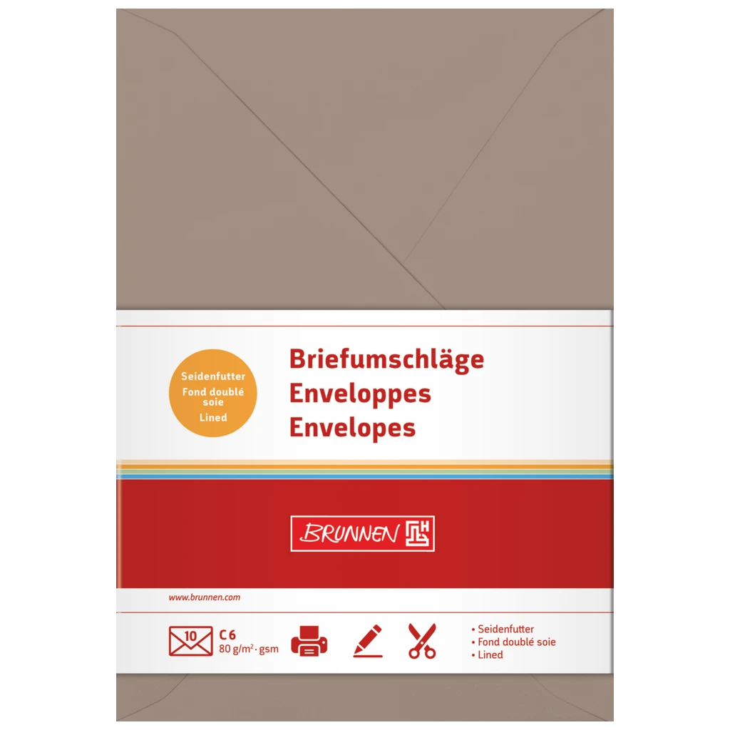 Briefumschläge Universalpapier | C6, 80 g/m², taupe, 10 Stück