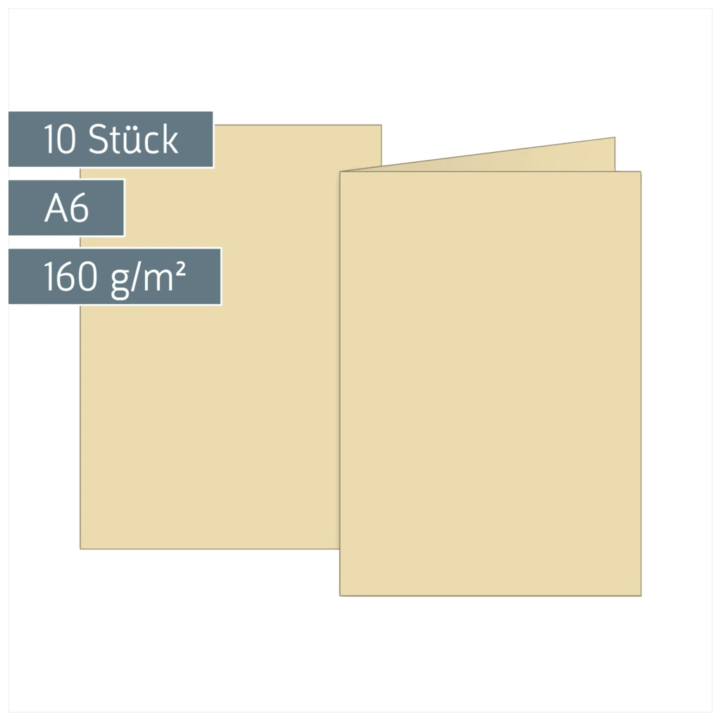 Klappkarten Universalpapier | A6, 105×150 mm, 160 g/m², chamois, 10 Stück