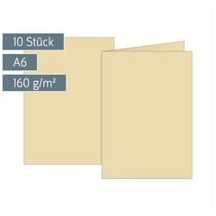 Klappkarten Universalpapier | A6, 105×150 mm, 160 g/m², chamois, 10 Stück