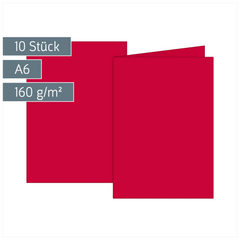Klappkarten Universalpapier | A6, 105×150 mm, 160 g/m², mittelrot, 10 Stück