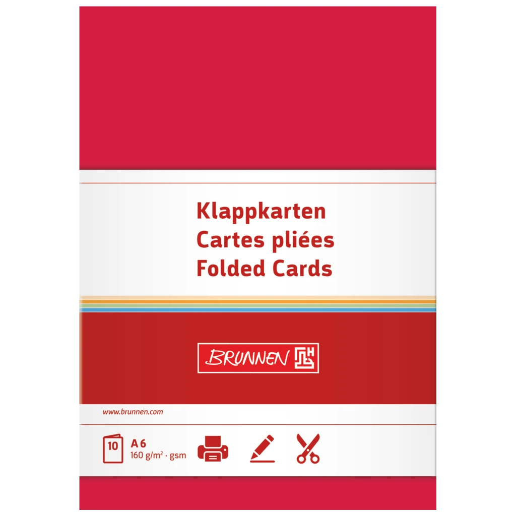 Klappkarten Universalpapier | A6, 105×150 mm, 160 g/m², mittelrot, 10 Stück