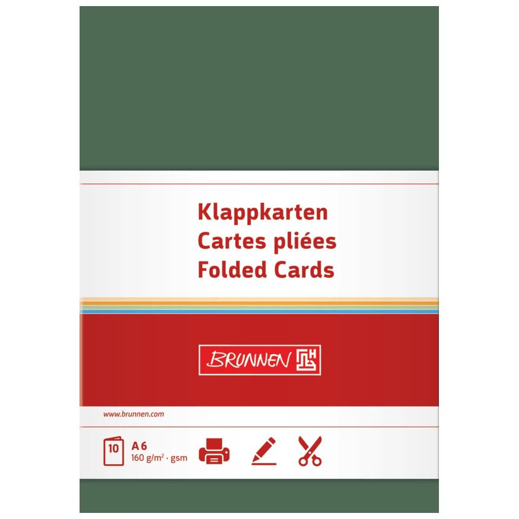 Klappkarten Universalpapier | A6, 105×150 mm, 160 g/m², moosgrün, 10 Stück