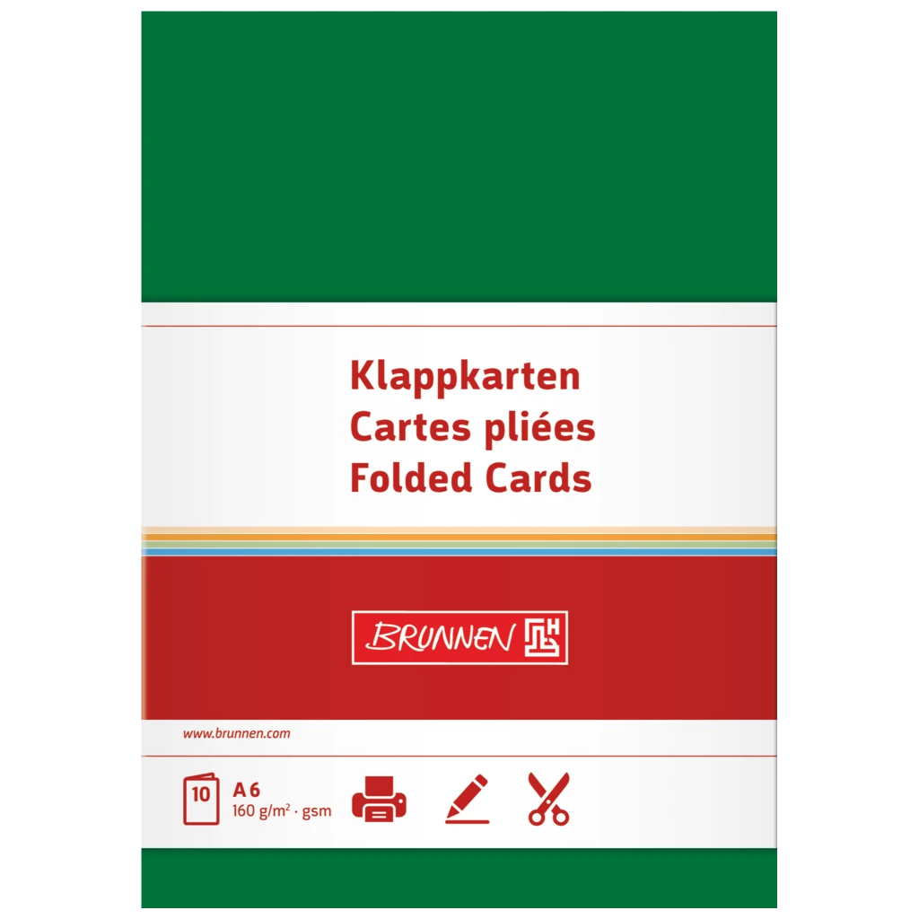 Klappkarten Universalpapier | A6, 105×150 mm, 160 g/m², dunkelgrün, 10 Stück