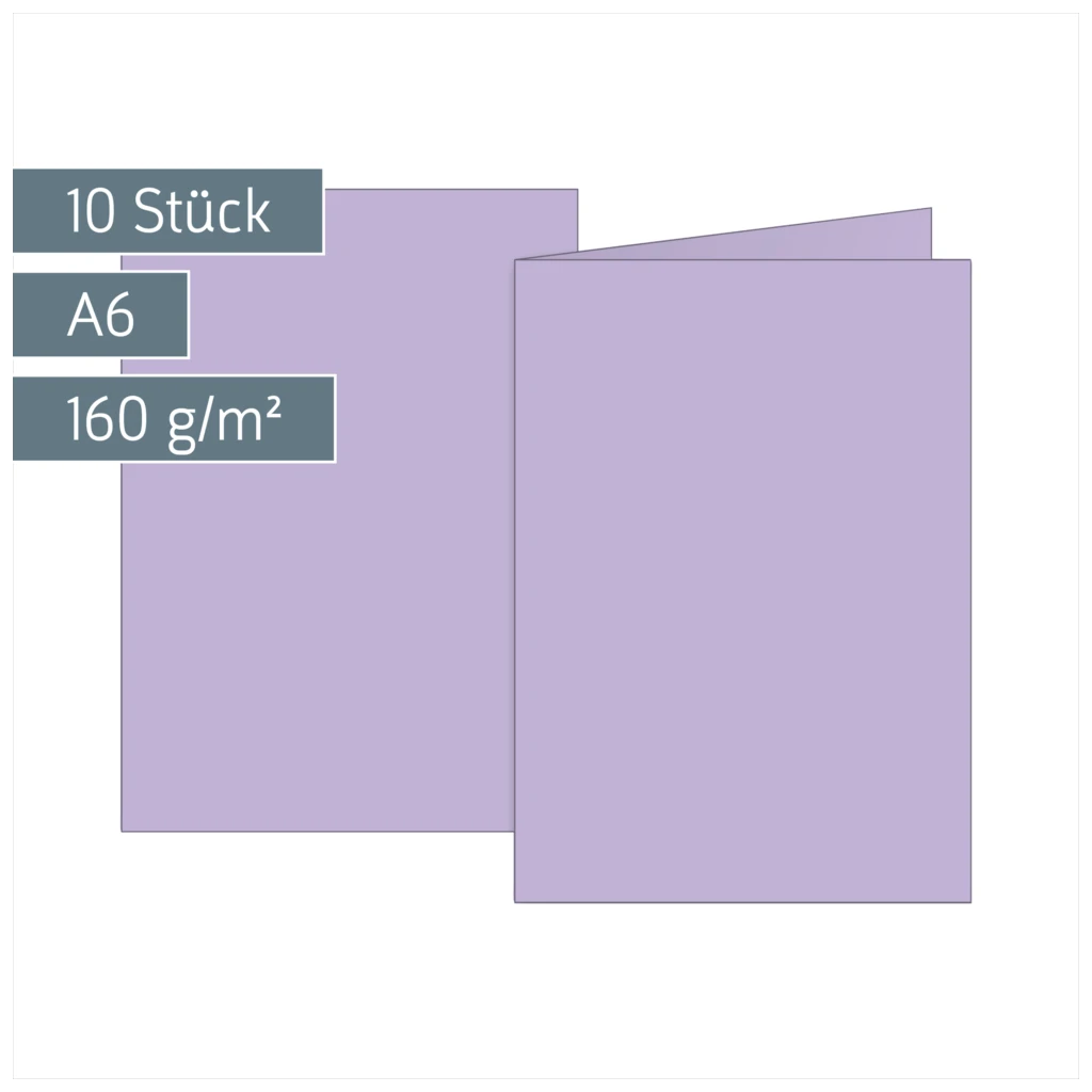 Klappkarten Universalpapier | A6, 105×150 mm, 160 g/m², flieder, 10 Stück