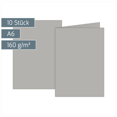 Klappkarten Universalpapier | A6, 105×150 mm, 160 g/m², grau, 10 Stück