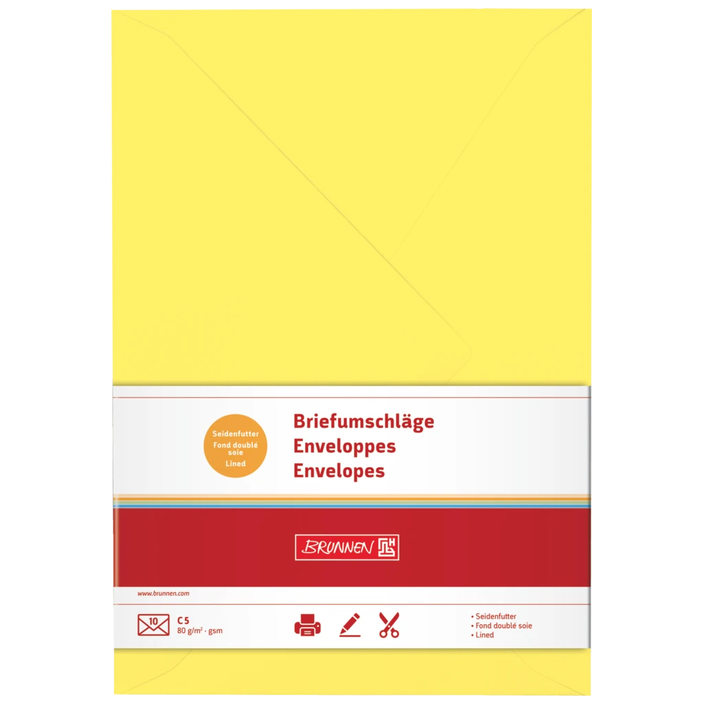 Briefumschläge Universalpapier | C5, 80 g/m², gelb, 10 Stück