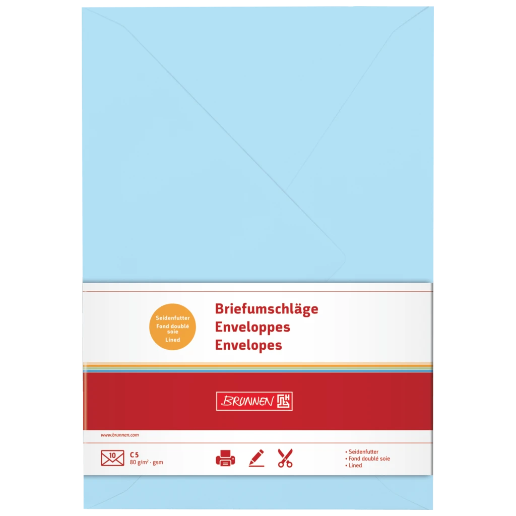 Briefumschläge Universalpapier | C5, 80 g/m², hellblau, 10 Stück