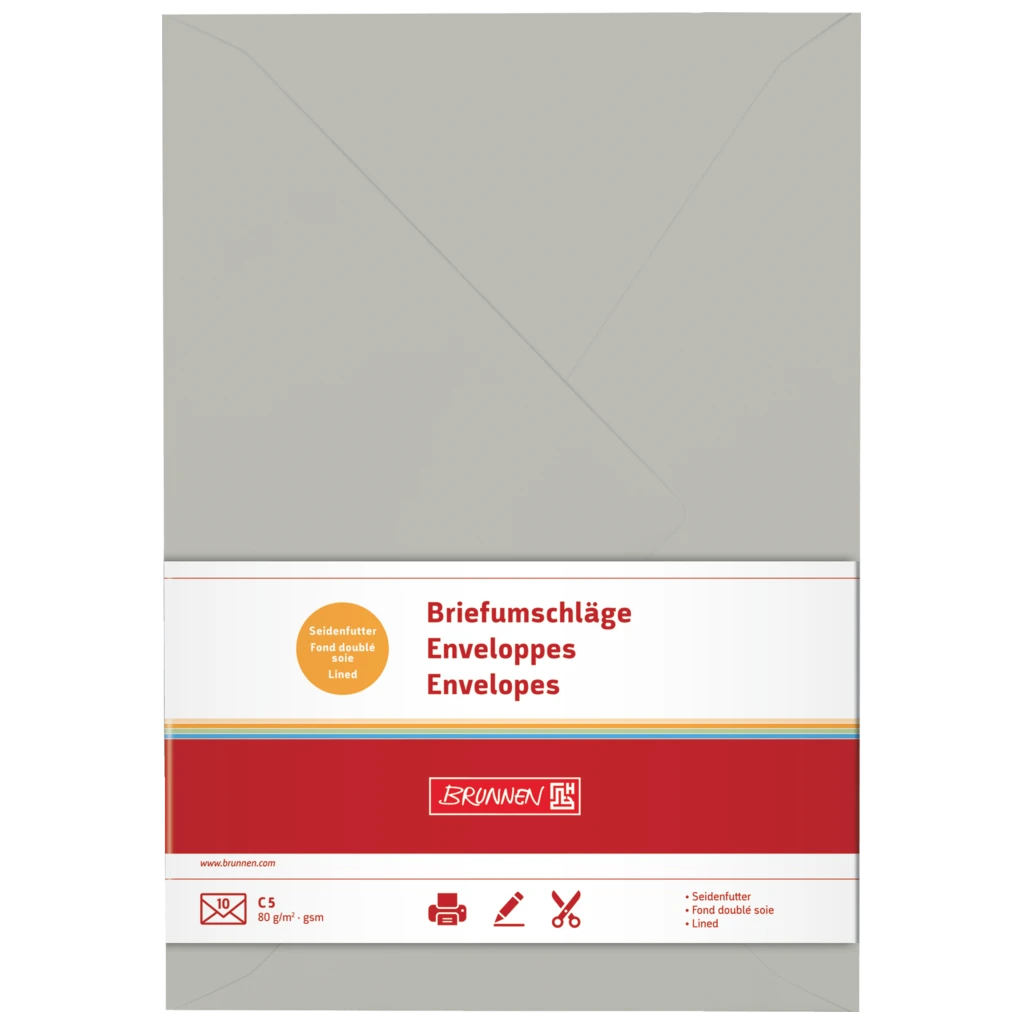 Briefumschläge Universalpapier | C5, 80 g/m², grau, 10 Stück